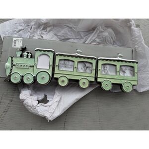 Things Remembered Baby Train Picture Frame Mint Green Silver Enamel 5 Openings